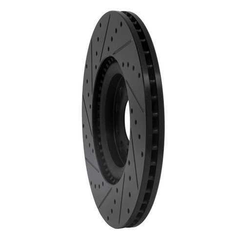 R1 00-06 Audi TT Quattro Front Right Drilled & Slotted Black Brake Rotor