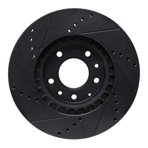 R1 07-12 Mazda CX-7 Front Right Drilled & Slotted Black Brake Rotor