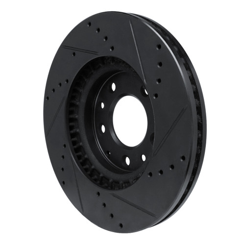 R1 07-12 Mazda CX-7 Front Left Drilled & Slotted Black Brake Rotor