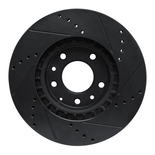 R1 07-12 Mazda CX-7 Front Left Drilled & Slotted Black Brake Rotor