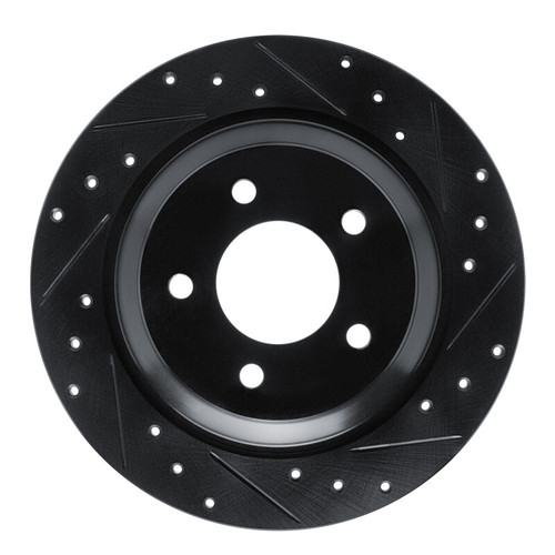 R1 06-15 Mazda 5 Rear Right Drilled & Slotted Black Brake Rotor