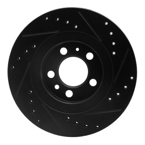 R1 98-15 Volkswagen Beetle Front Left Drilled & Slotted Black Brake Rotor