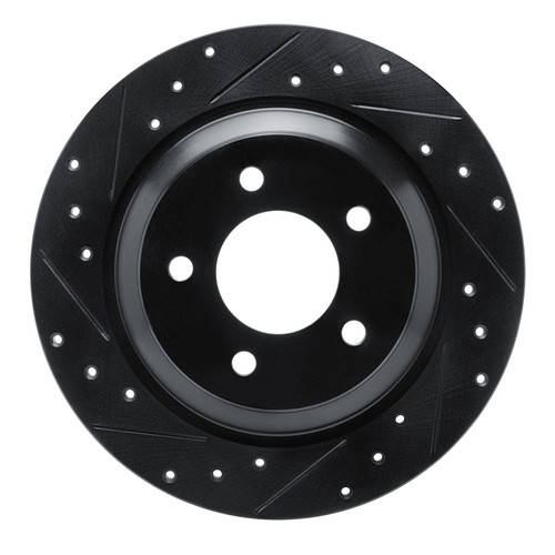 R1 06-15 Mazda 5 Rear Left Drilled & Slotted Black Brake Rotor