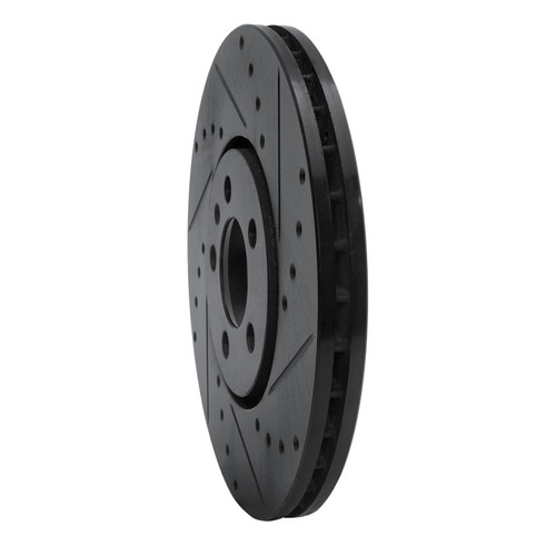 R1 96-98 Volkswagen Jetta Sedan Front Right Drilled & Slotted Black Brake Rotor