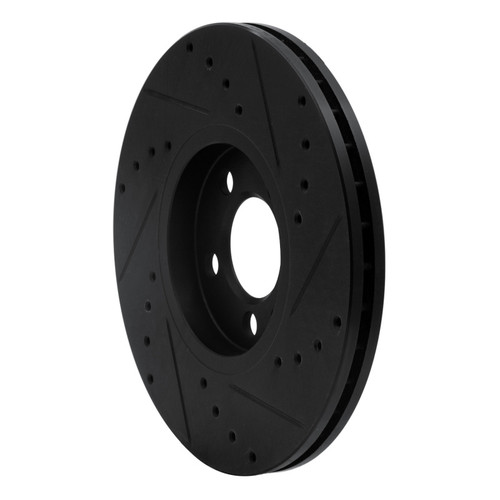 R1 96-98 Volkswagen Golf Front Left Drilled & Slotted Black Brake Rotor