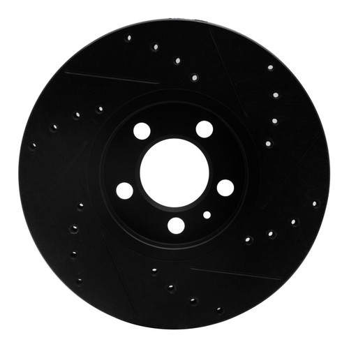 R1 96-98 Volkswagen Golf Front Left Drilled & Slotted Black Brake Rotor