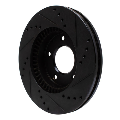 R1 95-06 Mazda Millenia Front Left Drilled & Slotted Black Brake Rotor