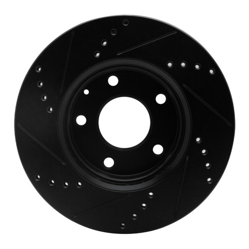 R1 14-24 Mazda CX-3 Front Right Drilled & Slotted Black Brake Rotor