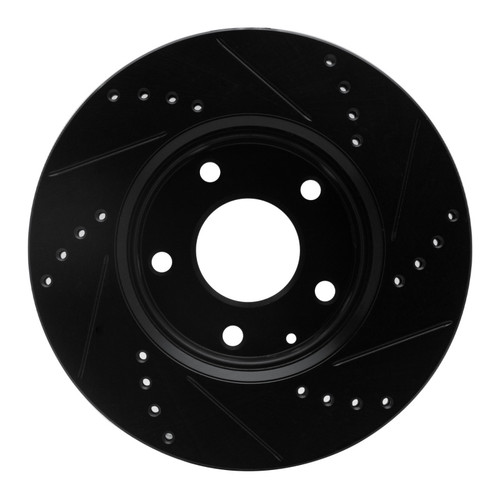 R1 14-24 Mazda 3 Front Left Drilled & Slotted Black Brake Rotor