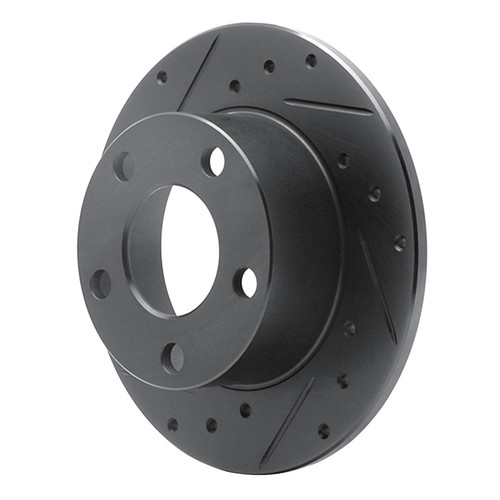 R1 92-05 Audi A6 Quattro Rear Left Drilled & Slotted Black Brake Rotor