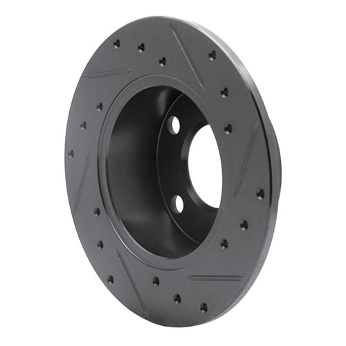 R1 92-05 Audi A6 Quattro Rear Left Drilled & Slotted Black Brake Rotor