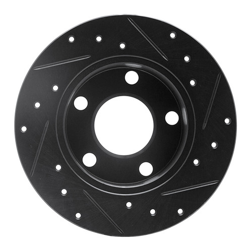 R1 92-05 Audi A6 Quattro Rear Left Drilled & Slotted Black Brake Rotor