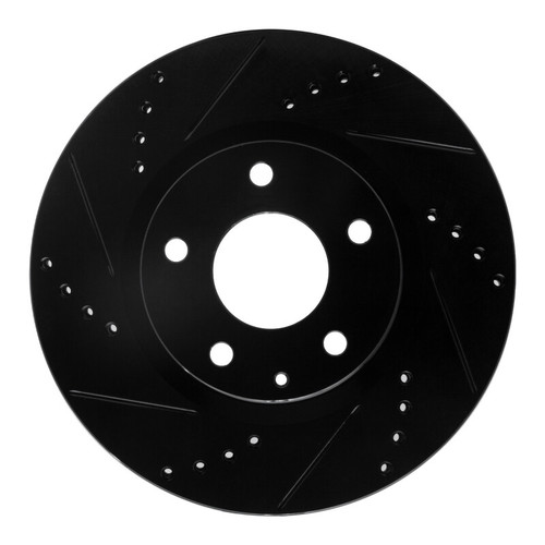 R1 14-24 Mazda 3 Front Left Drilled & Slotted Black Brake Rotor ECB-80052L