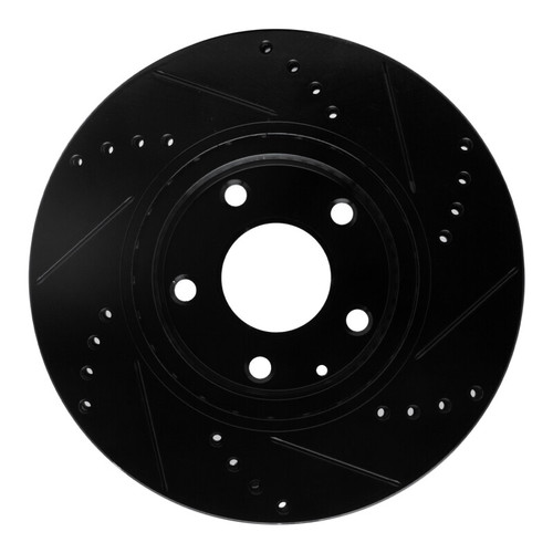 R1 14-24 Mazda 3 Front Left Drilled & Slotted Black Brake Rotor ECB-80052L