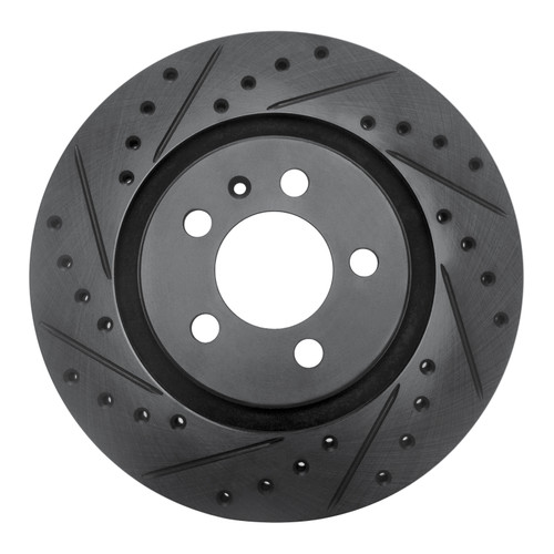 R1 92-95 Volkswagen Jetta Sedan Front Left Drilled & Slotted Black Brake Rotor