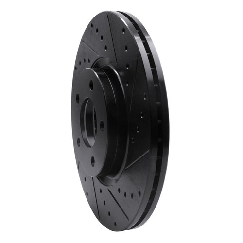 R1 07-13 Mazda 3 Front Right Drilled & Slotted Black Brake Rotor