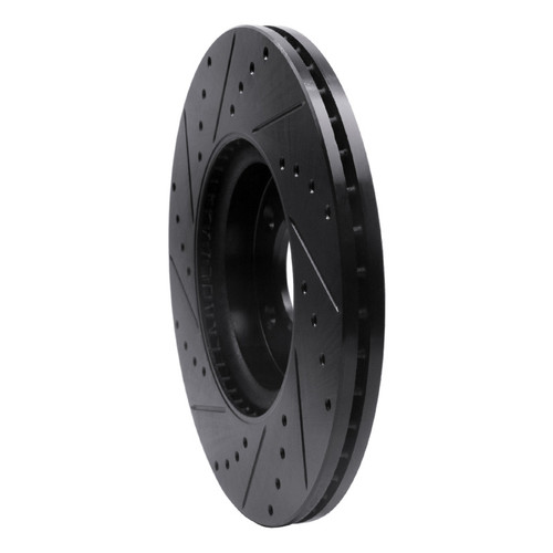 R1 07-13 Mazda 3 Front Right Drilled & Slotted Black Brake Rotor