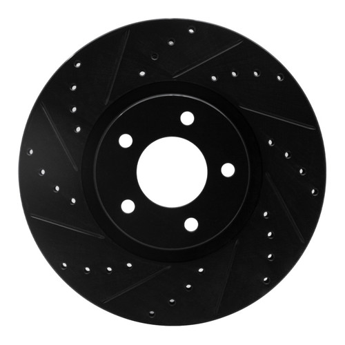 R1 07-13 Mazda 3 Front Left Drilled & Slotted Black Brake Rotor