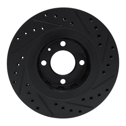 R1 90-93 Volkswagen CORRADO Front Left Drilled & Slotted Black Brake Rotor