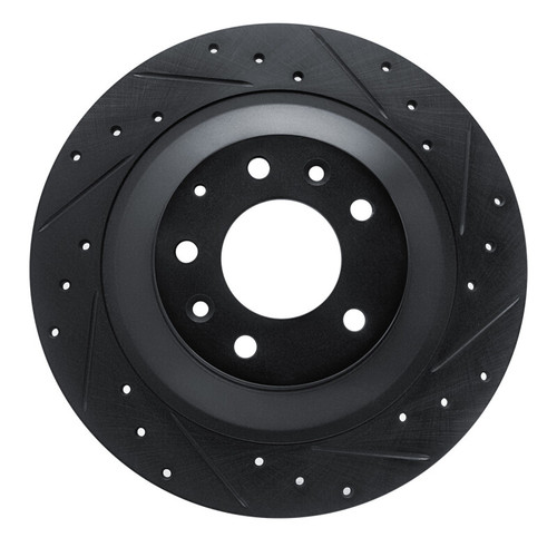 R1 06-07 Mazda 6 Rear Right Drilled & Slotted Black Brake Rotor