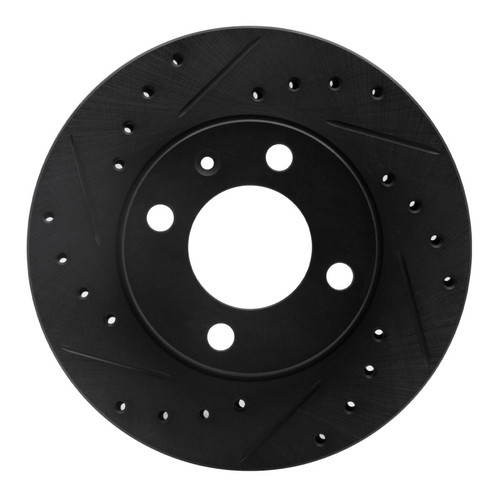 R1 80-08 Audi 4000 Front Left Drilled & Slotted Black Brake Rotor