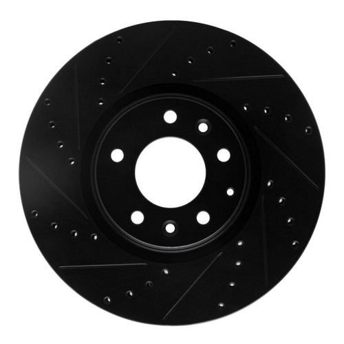 R1 06-07 Mazda 6 Front Left Drilled & Slotted Black Brake Rotor
