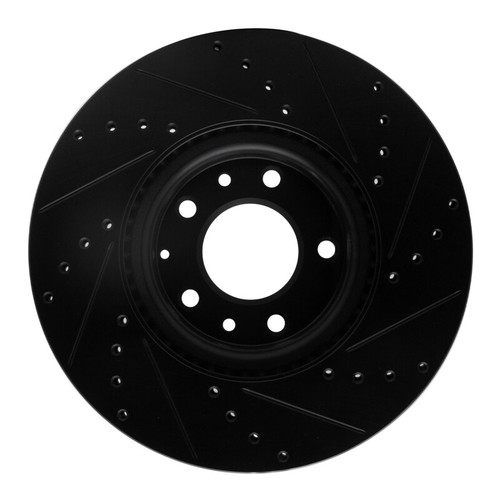 R1 06-07 Mazda 6 Front Left Drilled & Slotted Black Brake Rotor