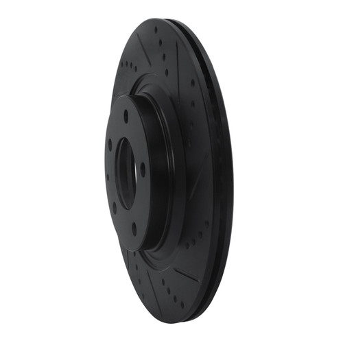 R1 04-11 Mazda RX-8 Rear Right Drilled & Slotted Black Brake Rotor