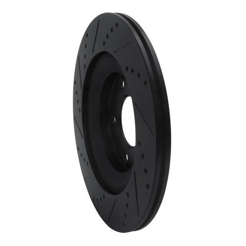 R1 04-11 Mazda RX-8 Rear Right Drilled & Slotted Black Brake Rotor