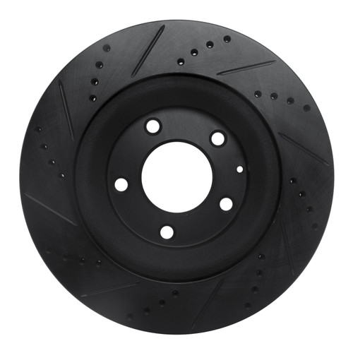 R1 04-11 Mazda RX-8 Rear Right Drilled & Slotted Black Brake Rotor