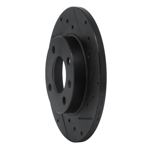 R1 73-05 Audi Fox Front Right Drilled & Slotted Black Brake Rotor