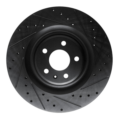 R1 17-25 Audi Q8 e-Tron Rear Right Drilled & Slotted Black Brake Rotor