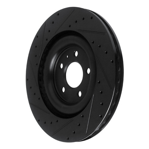 R1 17-25 Audi Q8 e-Tron Rear Right Drilled & Slotted Black Brake Rotor