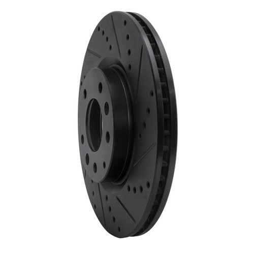 R1 04-08 Mazda RX-8 Front Right Drilled & Slotted Black Brake Rotor