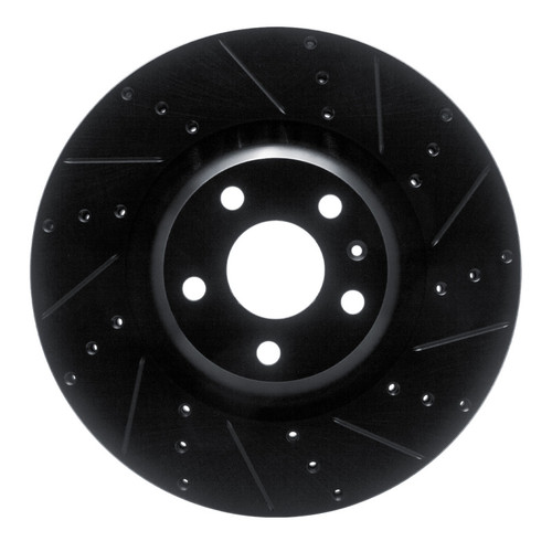 R1 12-15 Audi TTS Quattro Front Right Drilled & Slotted Black Brake Rotor