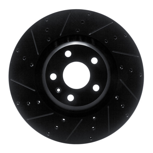 R1 12-15 Audi TTS Quattro Front Left Drilled & Slotted Black Brake Rotor