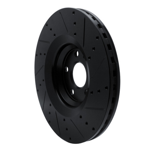 R1 12-15 Audi TTS Quattro Front Left Drilled & Slotted Black Brake Rotor