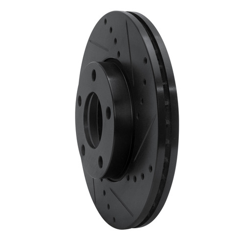 R1 04-13 Mazda 3 Front Right Drilled & Slotted Black Brake Rotor