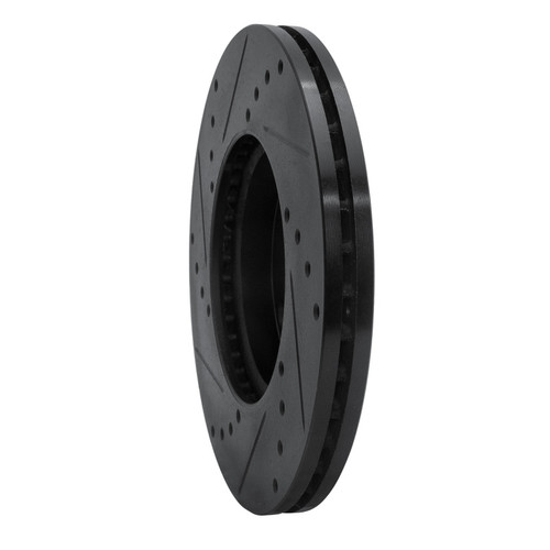 R1 04-13 Mazda 3 Front Right Drilled & Slotted Black Brake Rotor