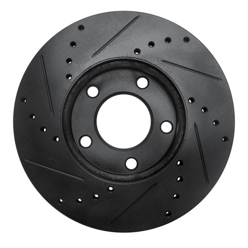 R1 04-13 Mazda 3 Front Right Drilled & Slotted Black Brake Rotor