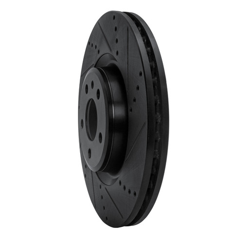 R1 12-20 Audi A7 Quattro Front Right Drilled & Slotted Black Brake Rotor