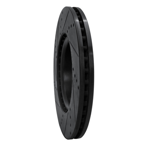 R1 12-20 Audi A7 Quattro Front Right Drilled & Slotted Black Brake Rotor