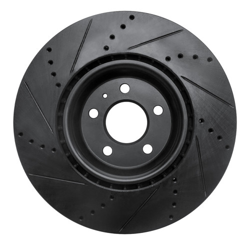 R1 12-20 Audi A7 Quattro Front Right Drilled & Slotted Black Brake Rotor