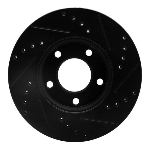 R1 04-13 Mazda 3 Front Left Drilled & Slotted Black Brake Rotor