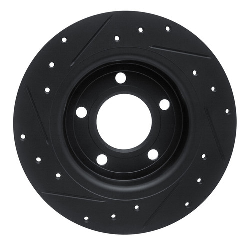 R1 04-13 Mazda 3 Rear Right Drilled & Slotted Black Brake Rotor