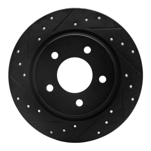 R1 04-13 Mazda 3 Rear Left Drilled & Slotted Black Brake Rotor