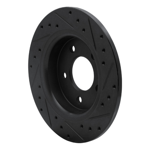 R1 04-13 Mazda 3 Rear Left Drilled & Slotted Black Brake Rotor