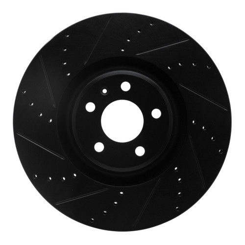 R1 12-18 Audi A7 Quattro Front Left Drilled & Slotted Black Brake Rotor