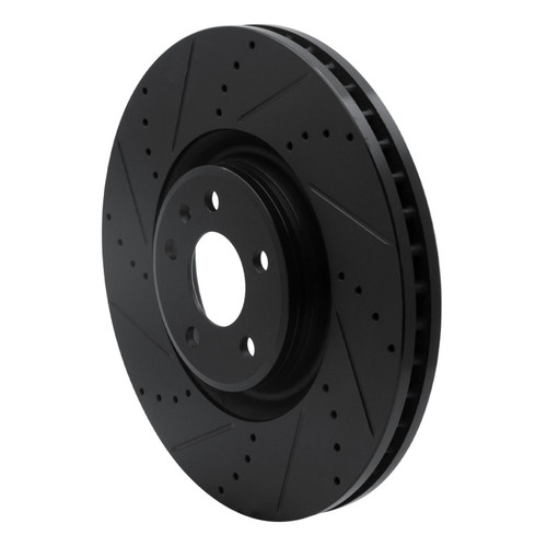 R1 12-18 Audi A7 Quattro Front Left Drilled & Slotted Black Brake Rotor