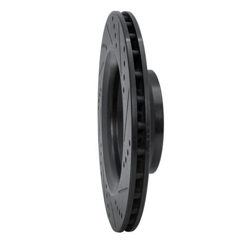 R1 08-15 Audi TTS Quattro Rear Left Drilled & Slotted Black Brake Rotor